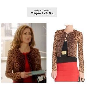 BCBGMaxazria Cheetah Print Suvi Cropped Jacket Y2K Style Mob Wife Womens Small